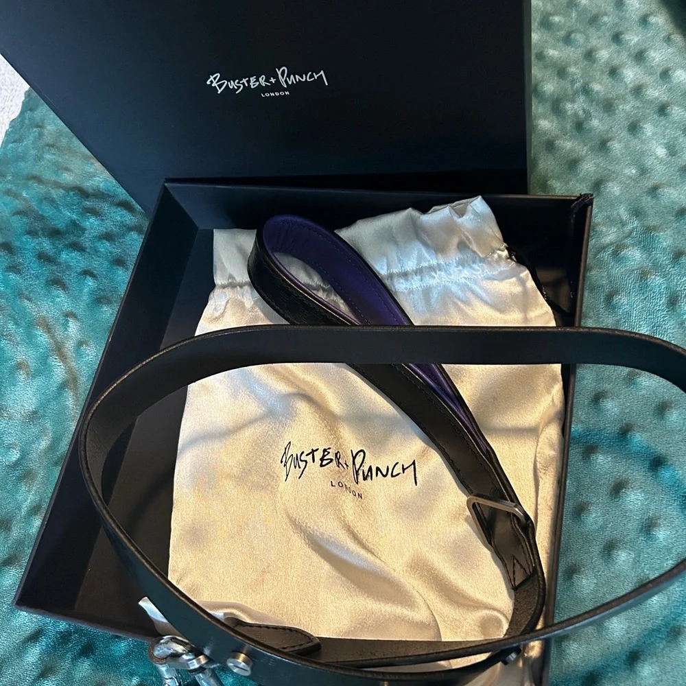Leather Dog Leash in Black and Purple